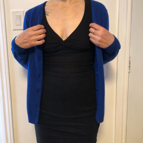 100% merino wool woolovers cardigan in vibrant blue - Picture 1 of 2